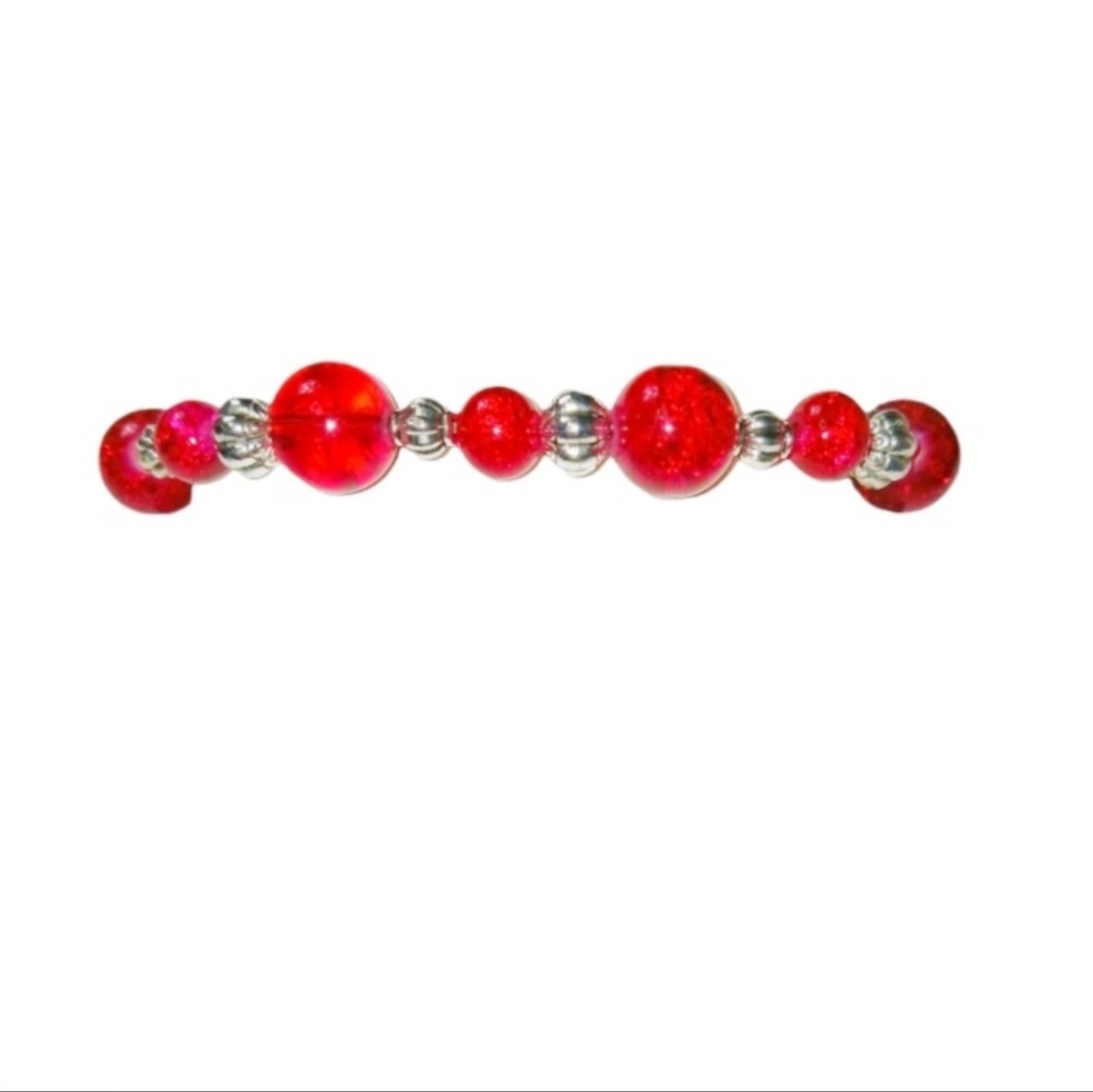 Chunky Crackle Glass Beaded Stretch Bracelet Mala Slip Y2K  Lovecore Americana
